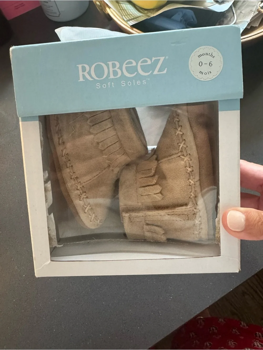 Robeez Baby Moccasins in Light Brown with Fringe